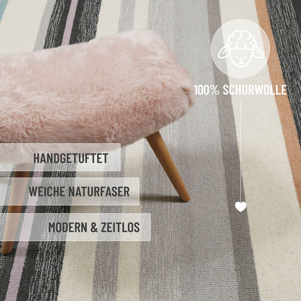 Kurzflorteppich Grau Multi aus Schurwolle "Sally" WECONhome