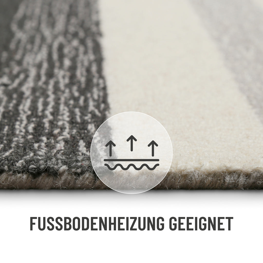 Kurzflorteppich Grau Multi aus Schurwolle "Sally" WECONhome