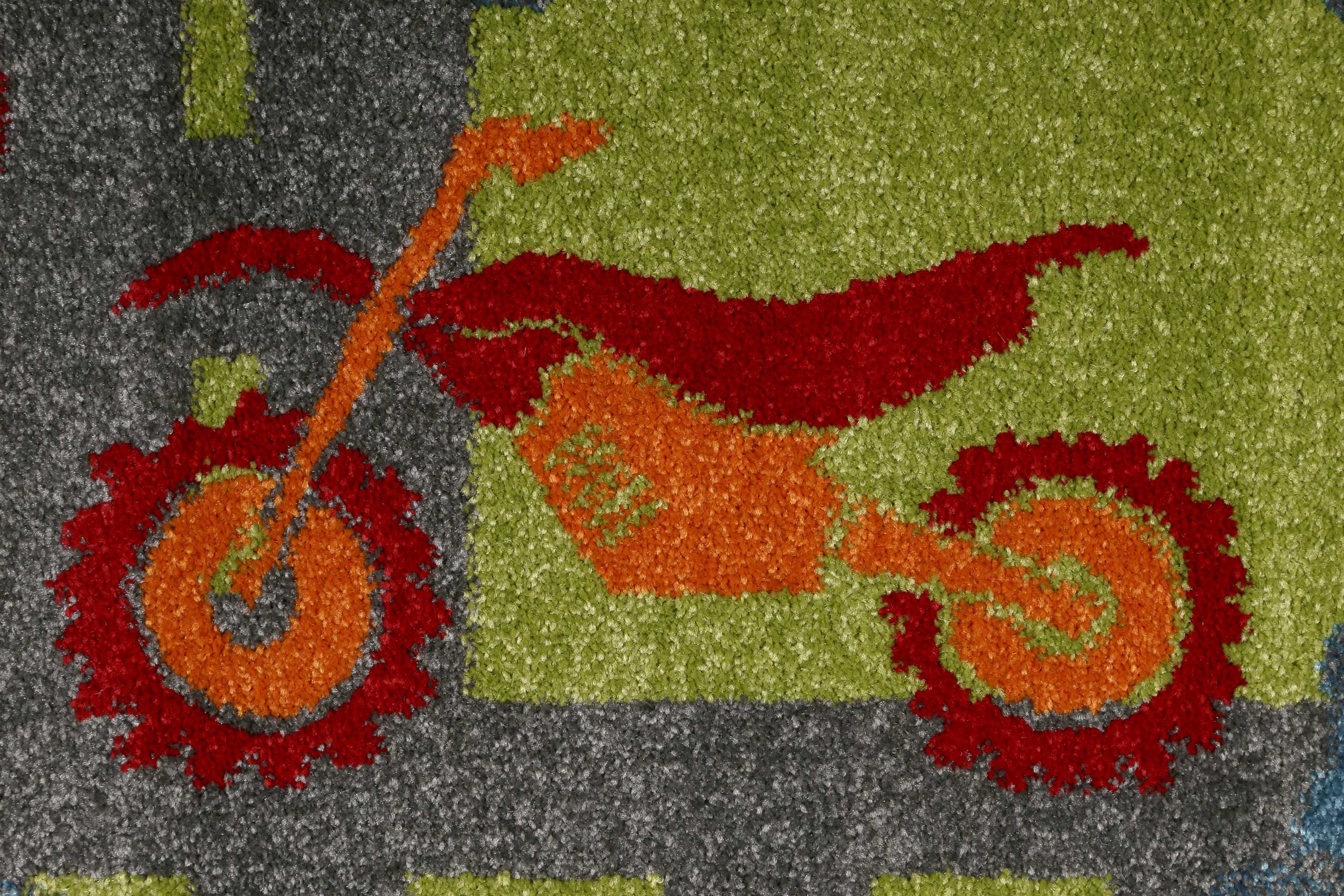 Sigikid Kinderteppich Grün Orange "Traffic"