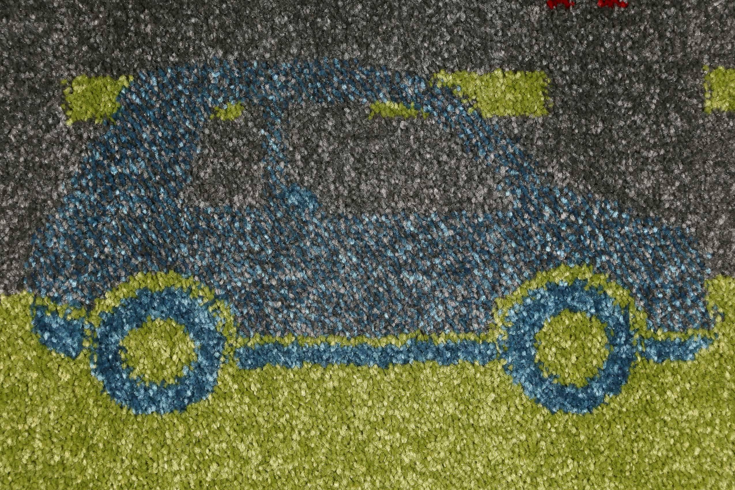 Sigikid Kinderteppich Grün Orange "Traffic"