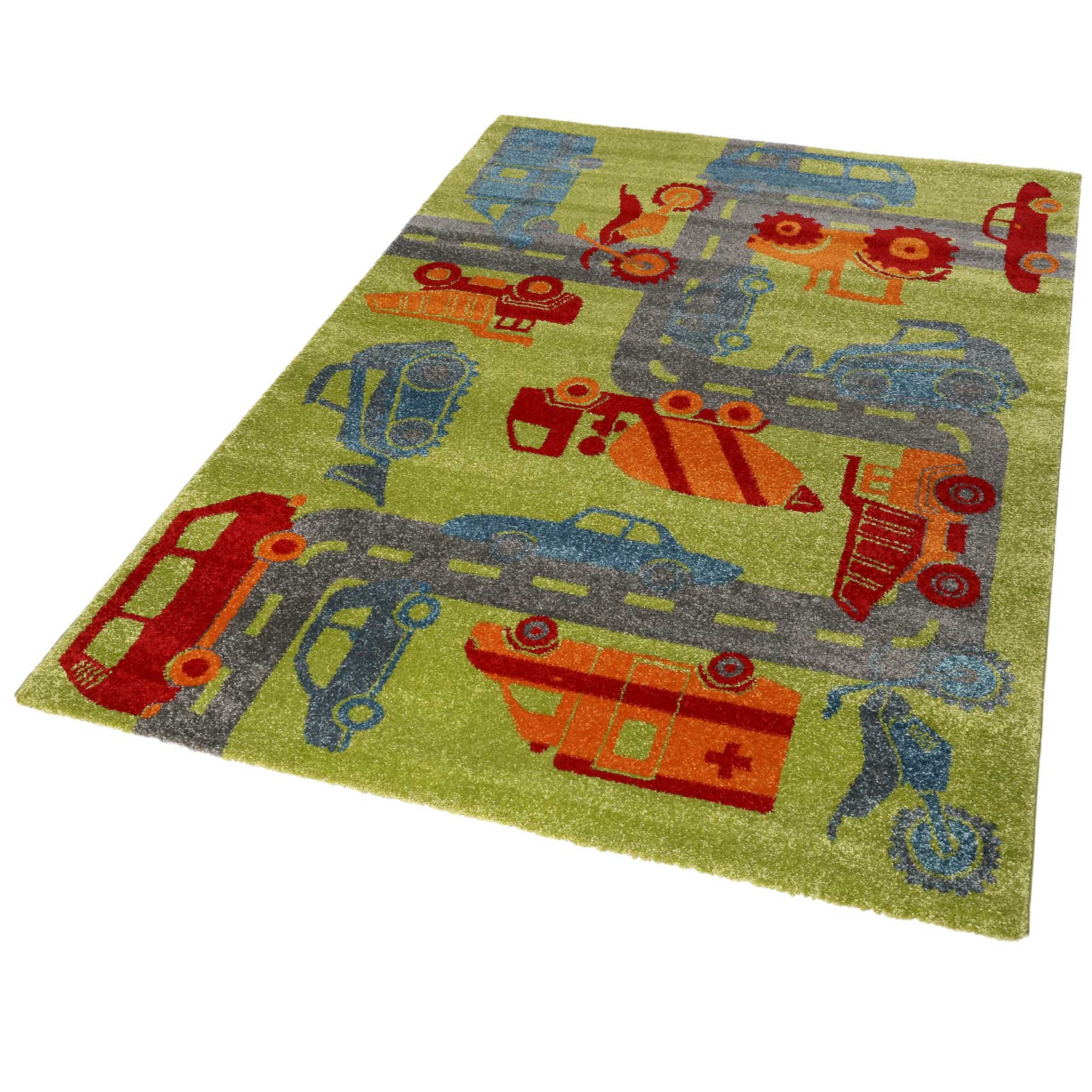 Sigikid Kinderteppich Grün Orange "Traffic"