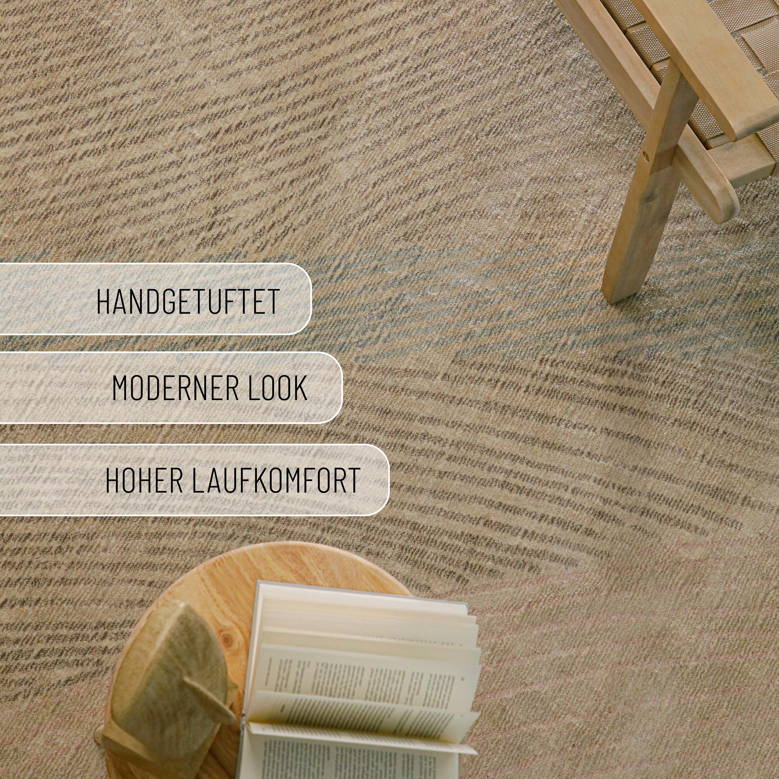 Kurzflorteppich Beige aus Viskose & Schurwolle "Skai" WECONhome