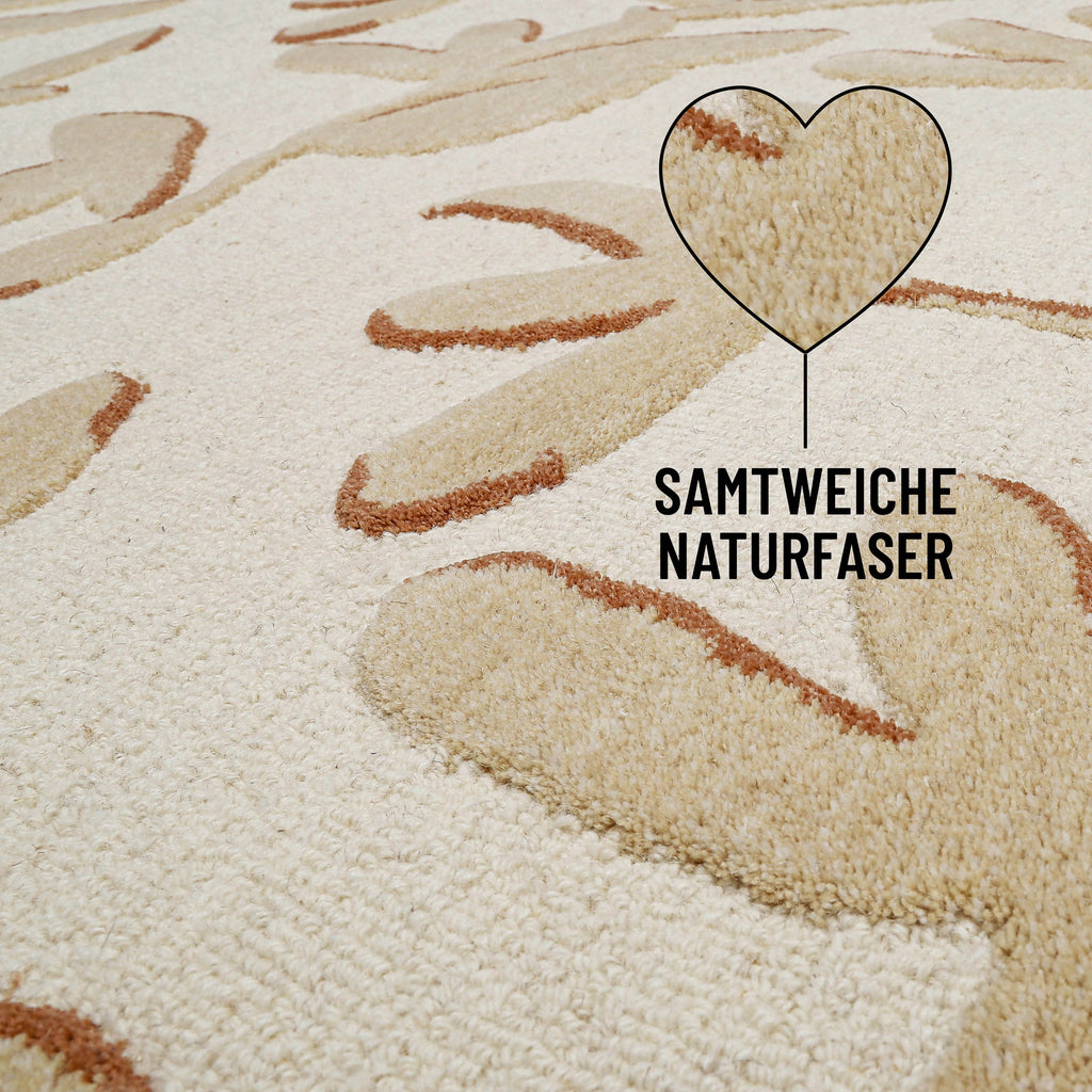 Kurzflor Teppich aus Schurwolle Beige Multi "Summers Peak" WECONhome