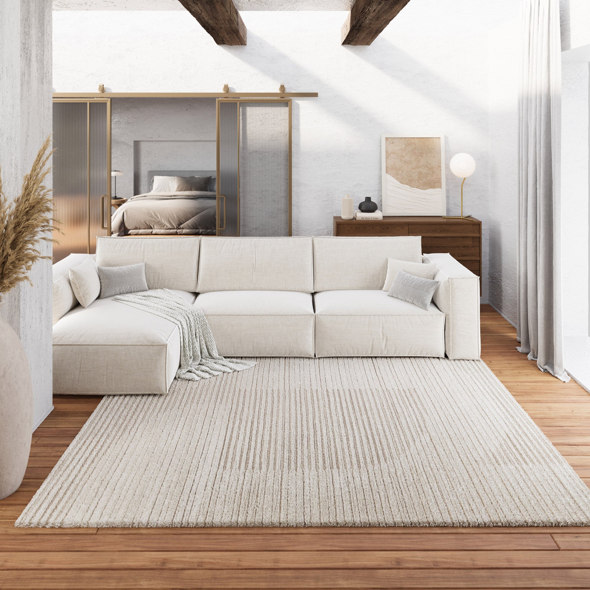 Kurzflor Teppich Creme Beige "Sven" WECONhome