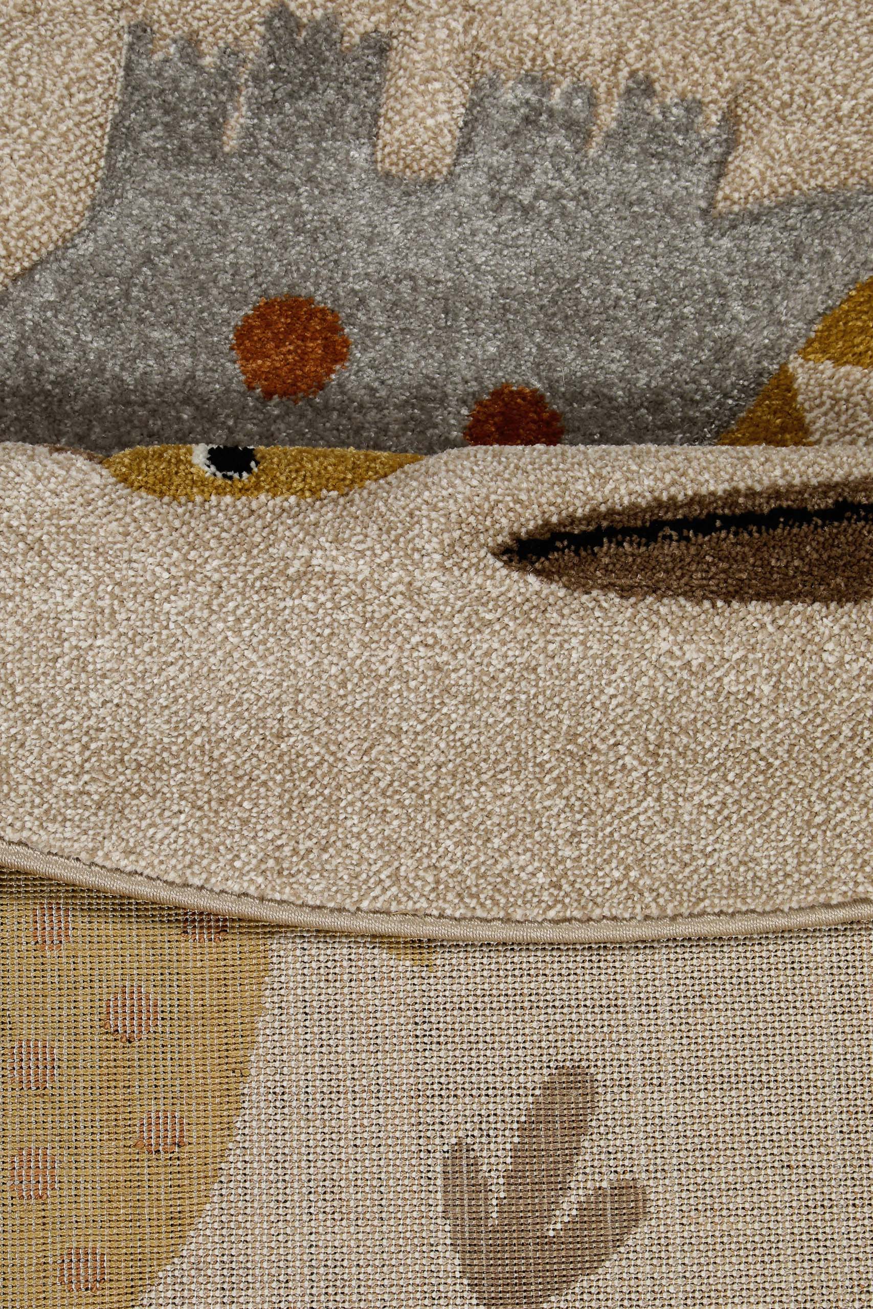 Kinderteppich Rund Sand Beige meliert "T-Rex & Friends" Smart Kids
