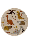 Kinderteppich Rund Sand Beige meliert "T-Rex & Friends" Smart Kids