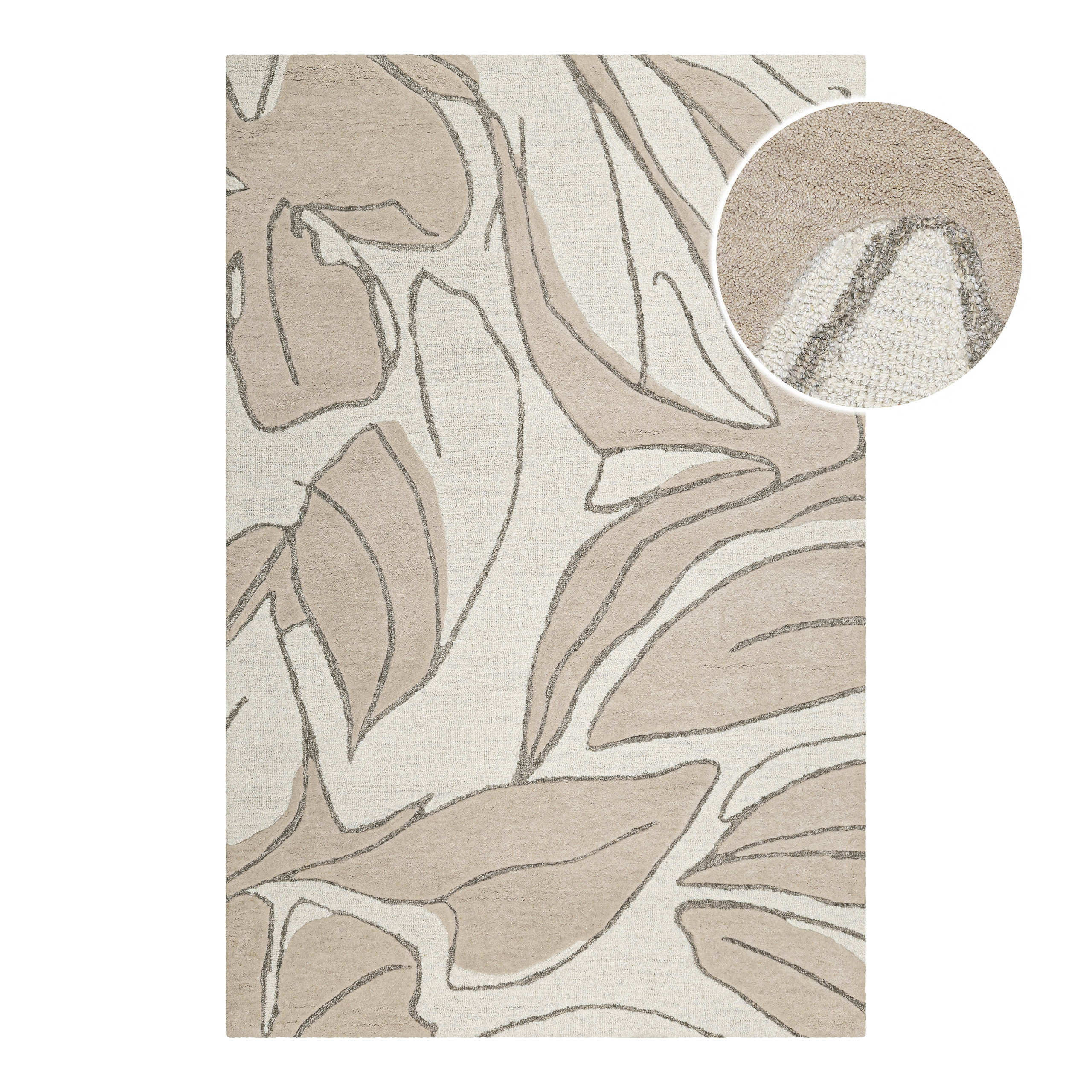 Kurzflorteppich Beige aus Schurwolle "Tunia" WECONhome