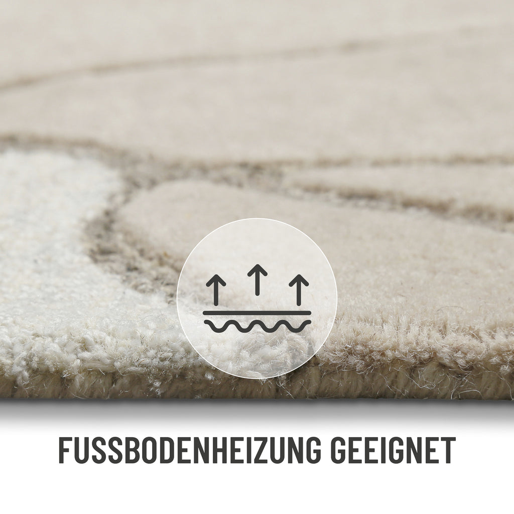 Kurzflorteppich Beige aus Schurwolle "Tunia" WECONhome