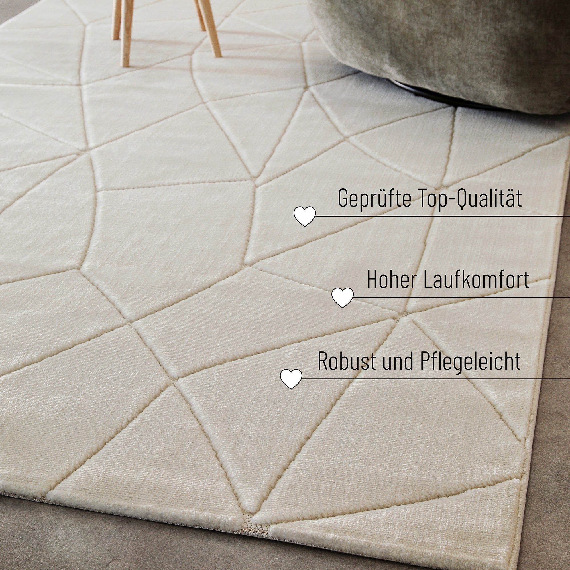 Kurzflorteppich Creme Weiß "Unplugged" WECONhome