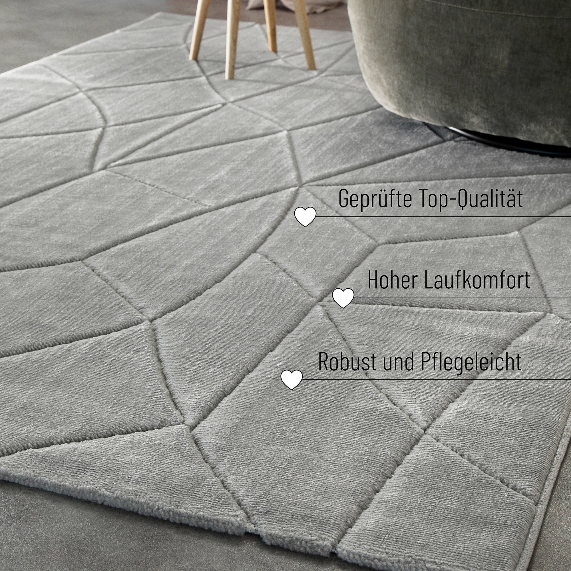 Kurzflorteppich Grau "Unplugged" WECONhome