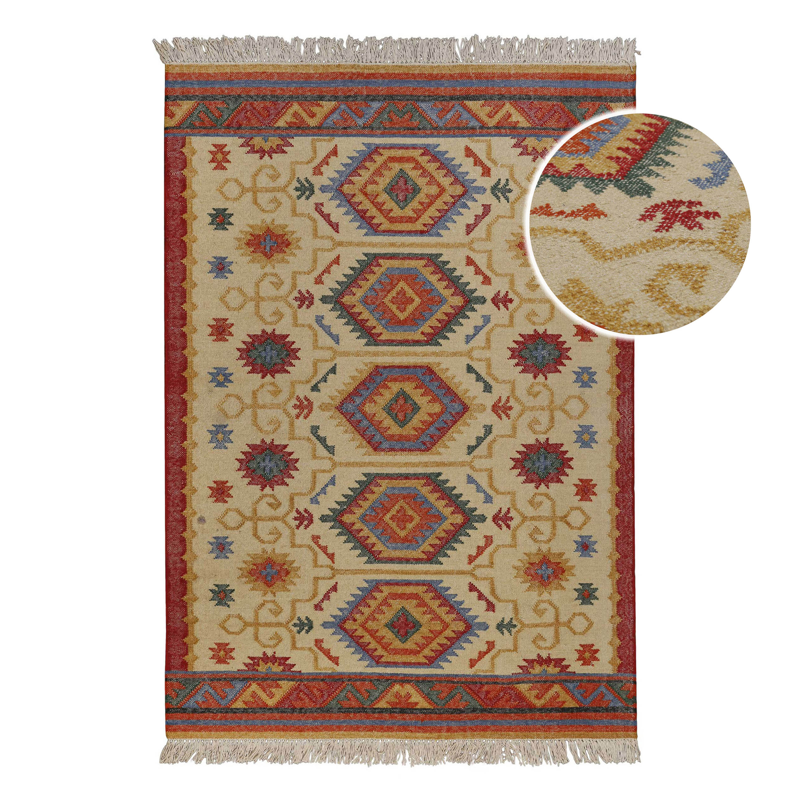 Kelim Teppich Beige aus Wolle "Valere" Green Looop