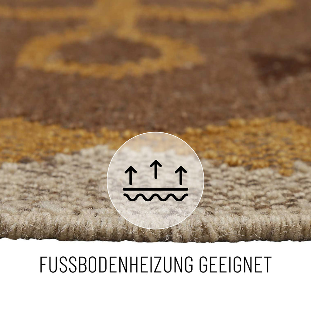 Kelim Teppich Braun aus Wolle "Valere" Green Looop