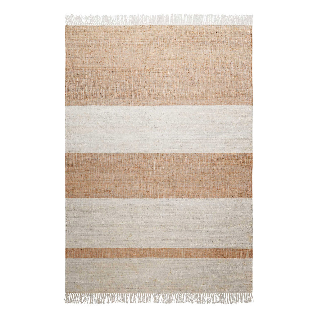 Handwebteppich Creme Beige Cognac aus Naturfaser "Vante" Green Looop