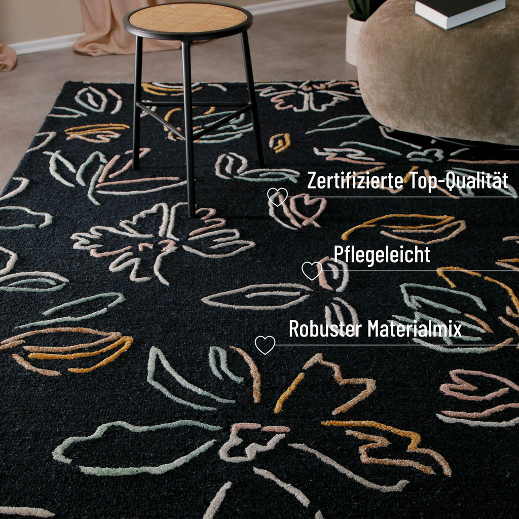 Kurzflorteppich Anthrazit aus Schurwolle "Vee" WECONhome