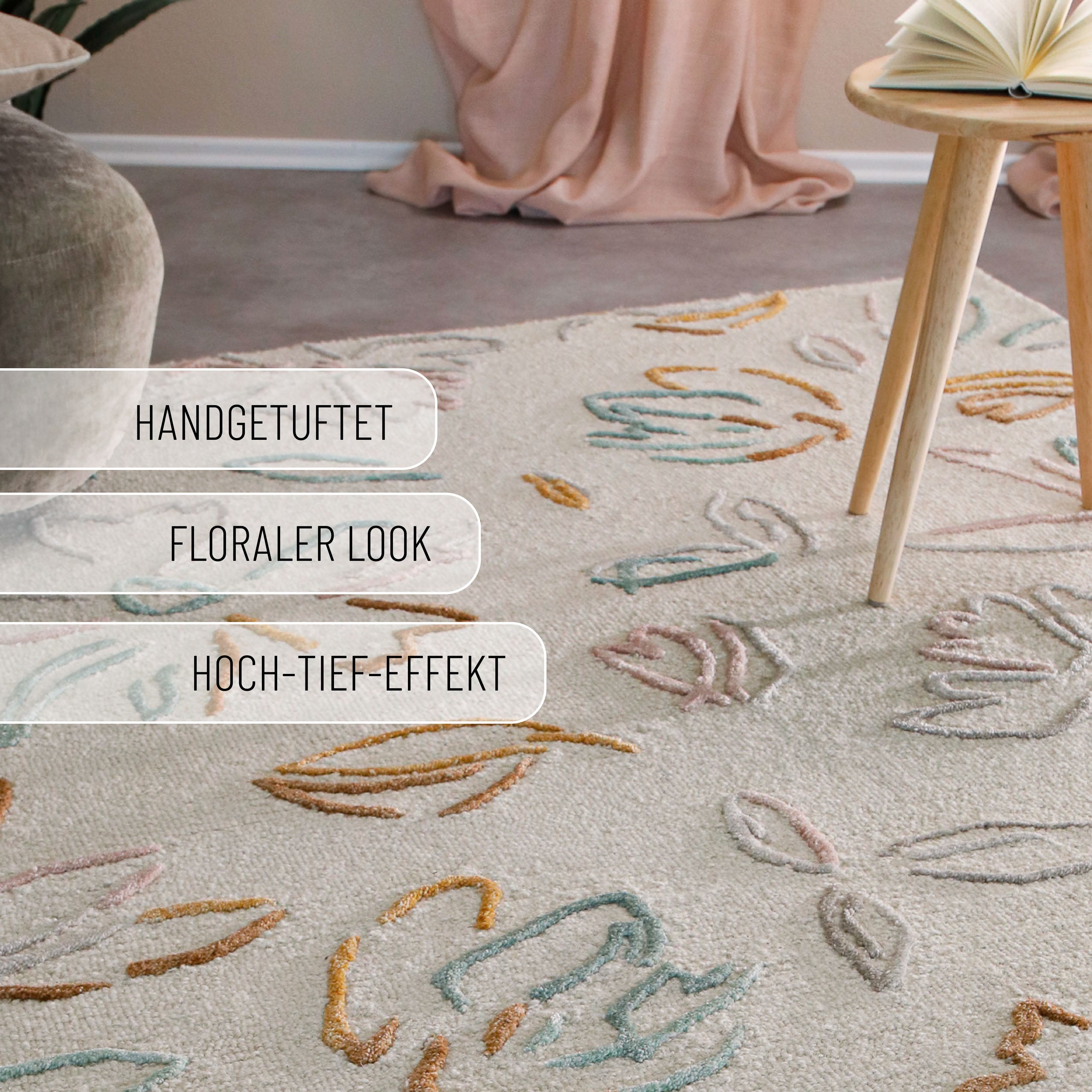 Kurzflorteppich Creme Weiß aus Schurwolle "Vee" WECONhome