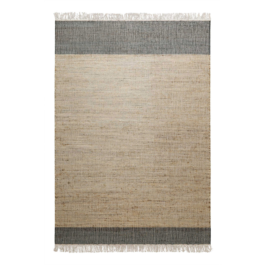 Handwebteppich Beige Grau aus Naturfaser "Viktor" Green Looop