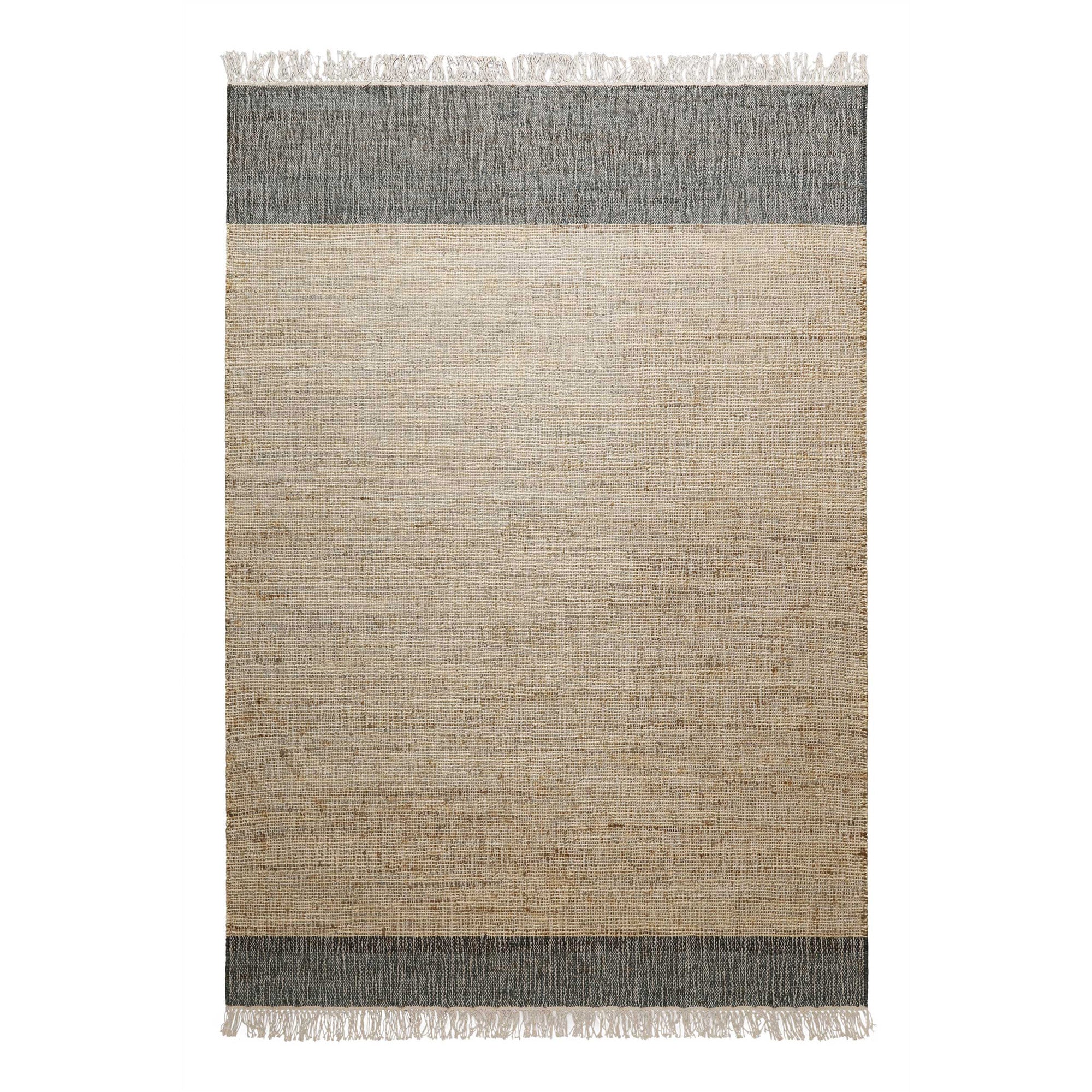 Handwebteppich Beige Grau aus Naturfaser "Viktor" Green Looop
