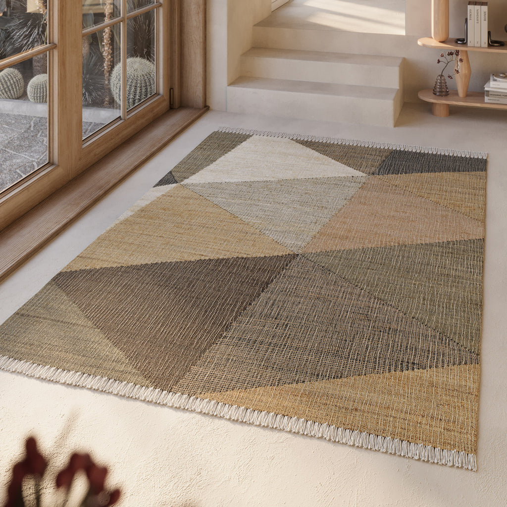 Handwebteppich Sand Taupe Braun aus Naturfaser "Vincent" Green Looop