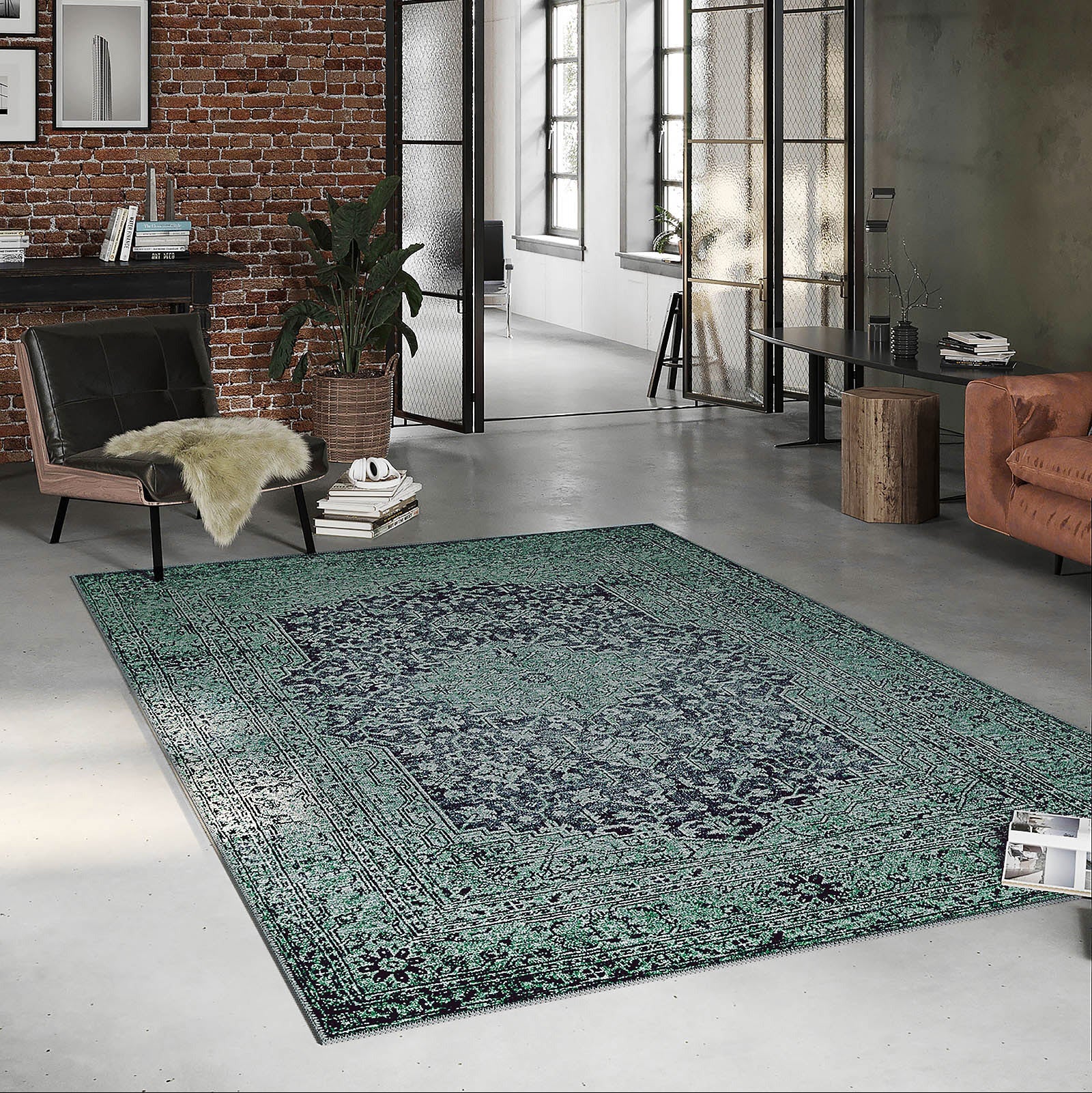 Teppich Anthrazit Grün Vintage "2nd Avenue" WECONhome