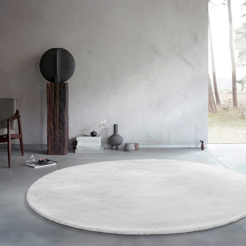 Teppich Rund Weiß flauschig und weich "Anna" WECONhome Basics