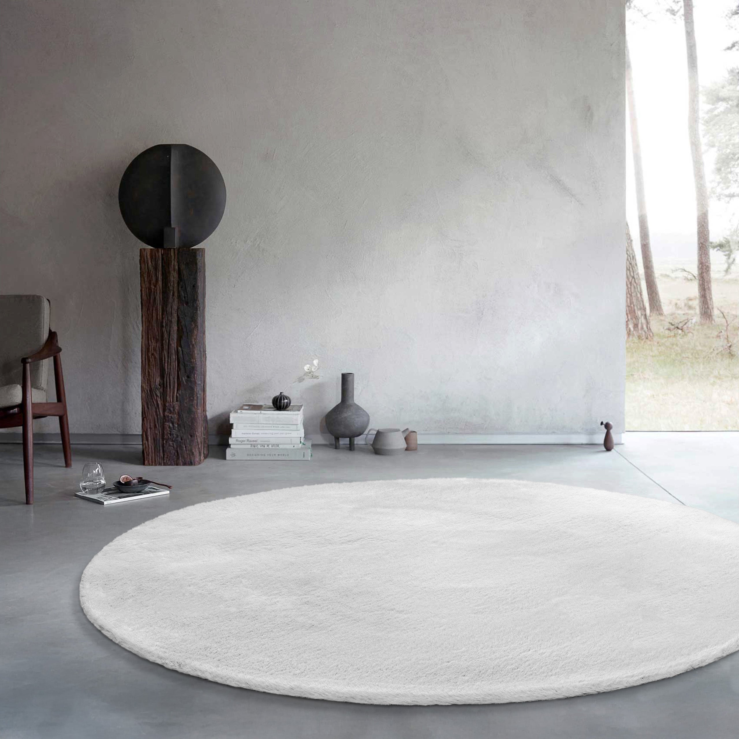 Teppich Rund Weiß flauschig und weich "Anna" WECONhome Basics