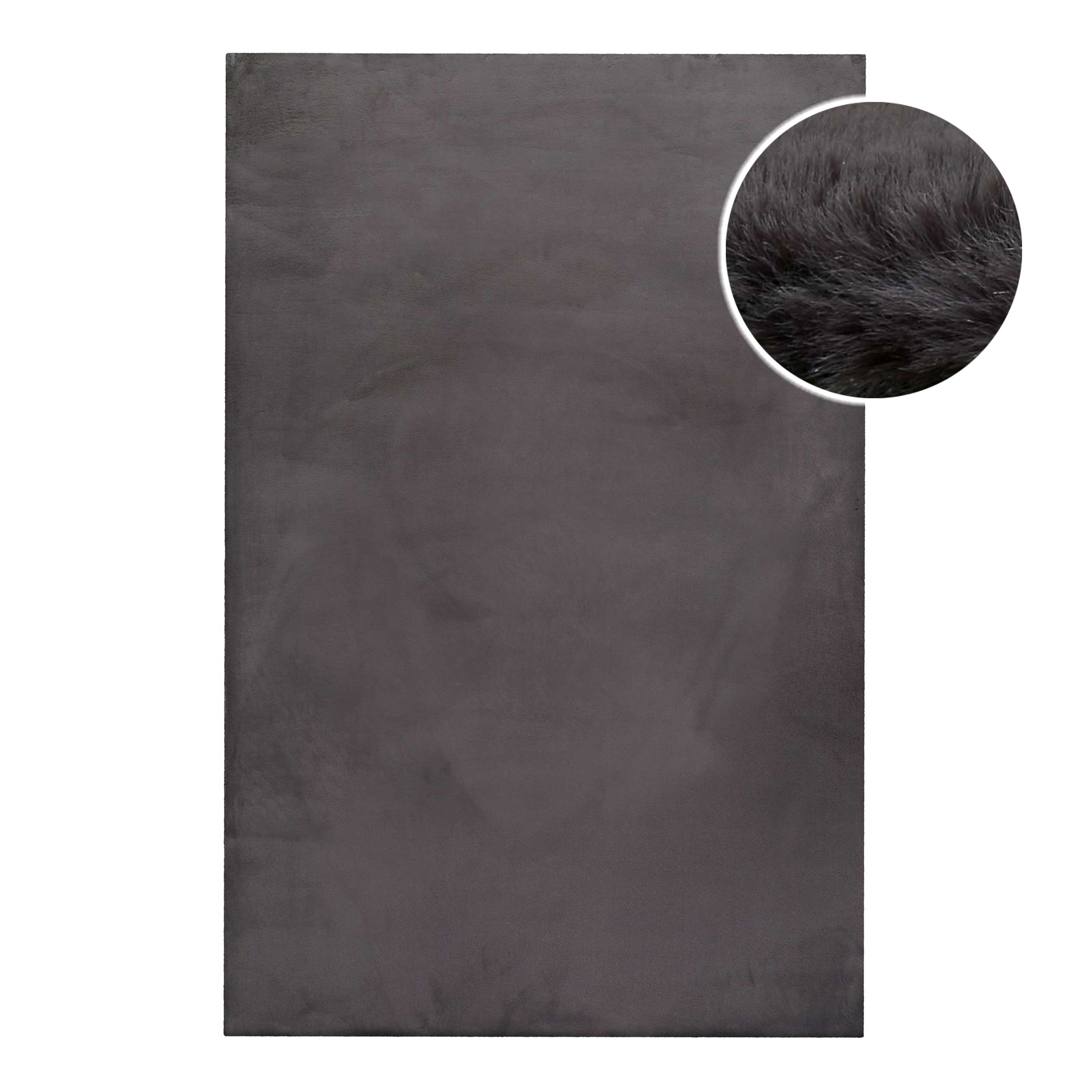 Kunstfell Teppich Anthrazit flauschig und weich "Anna" WECONhome Basics