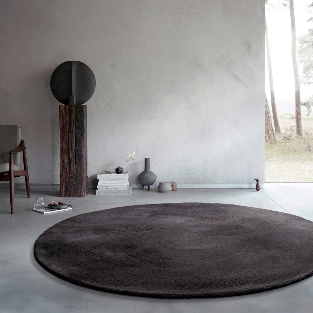 Teppich Rund Anthrazit flauschig und weich "Anna" WECONhome Basics