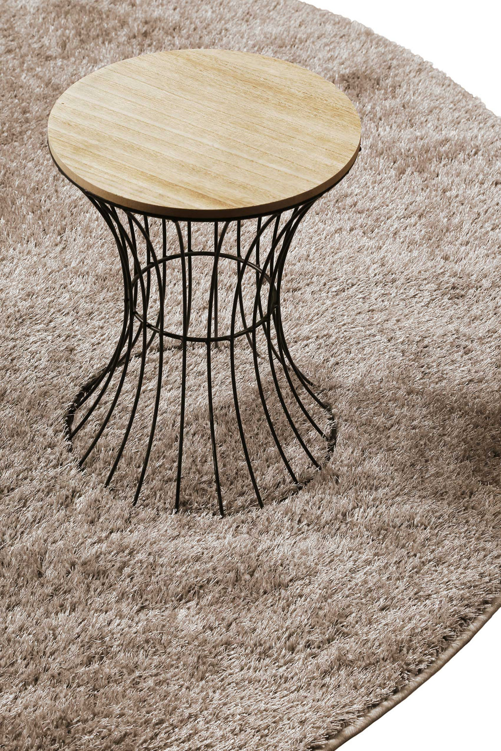 Teppich Rund Beige Sand Hochflor "Fanny" WECONhome Basics