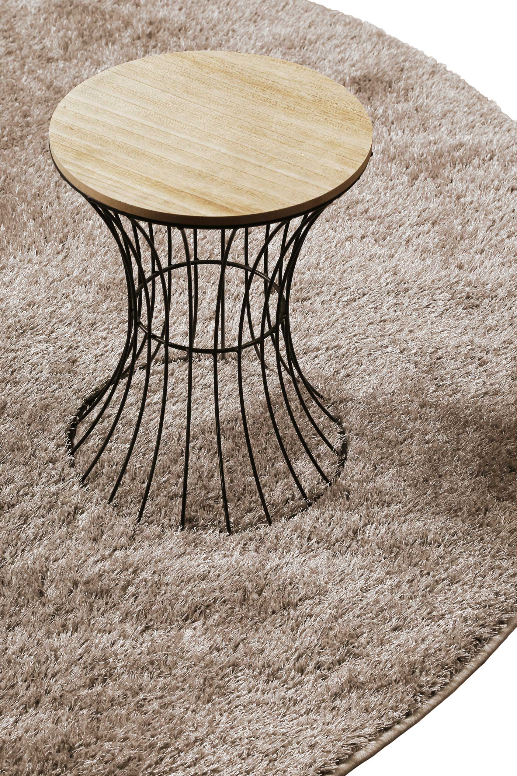 Teppich Rund Beige Sand Hochflor "Fanny" WECONhome Basics