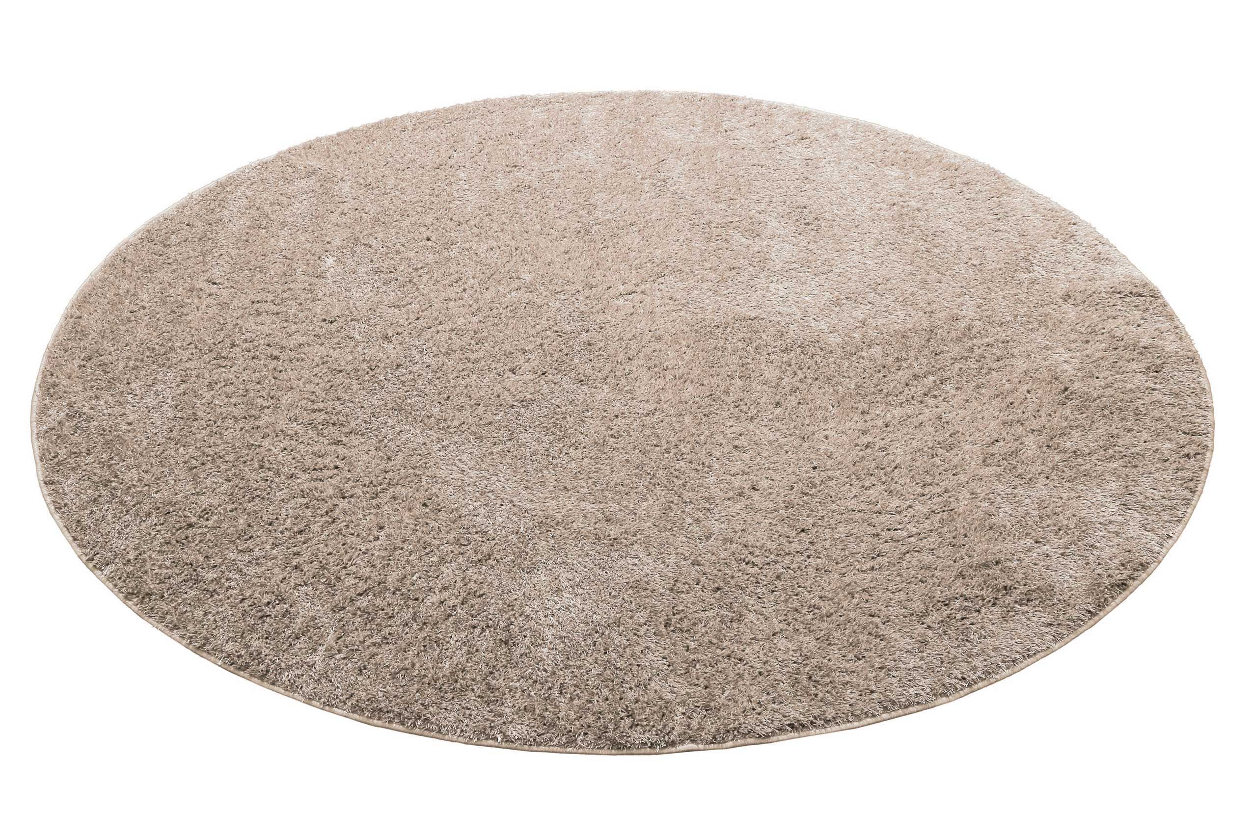 Teppich Rund Beige Sand Hochflor "Fanny" WECONhome Basics