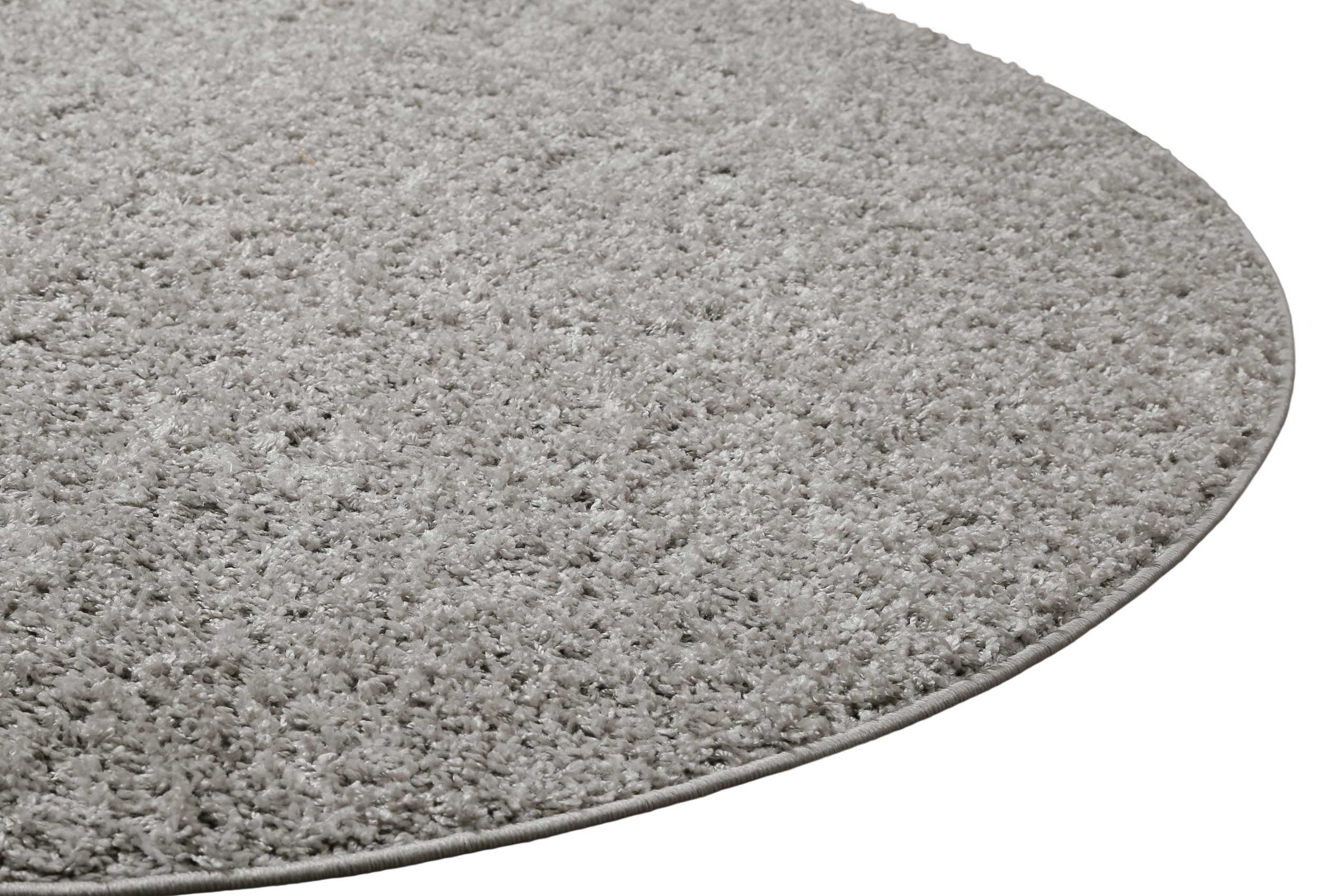 Teppich Rund Grau Hochflor "Greta" WECONhome Basics