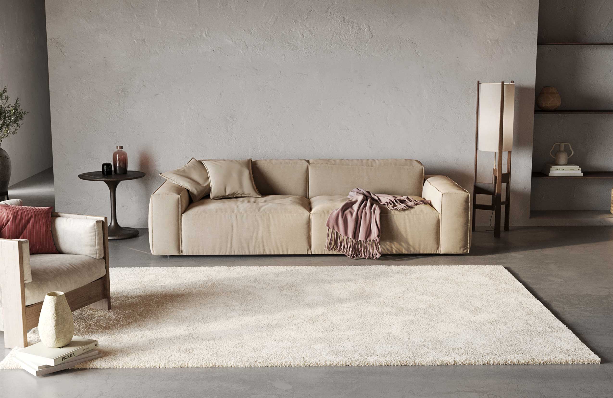 Hochflor Teppich Weiß Creme "Toubkal" WECONhome