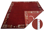 Handgeknüpfter Tibet Teppich rot mit Retro Bordüre – Neuwertig