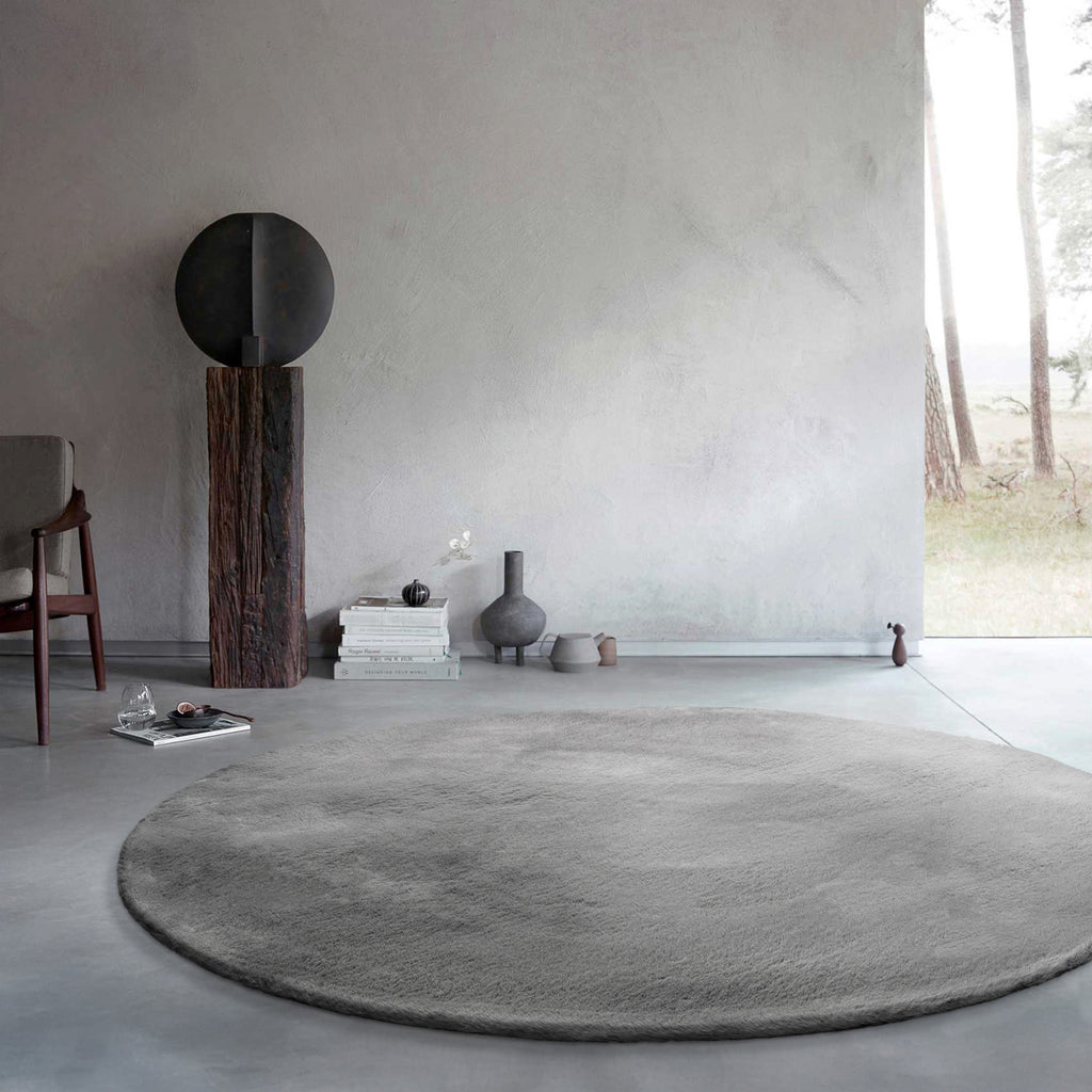 Teppich Rund Grau flauschig und weich "Anna" WECONhome Basics