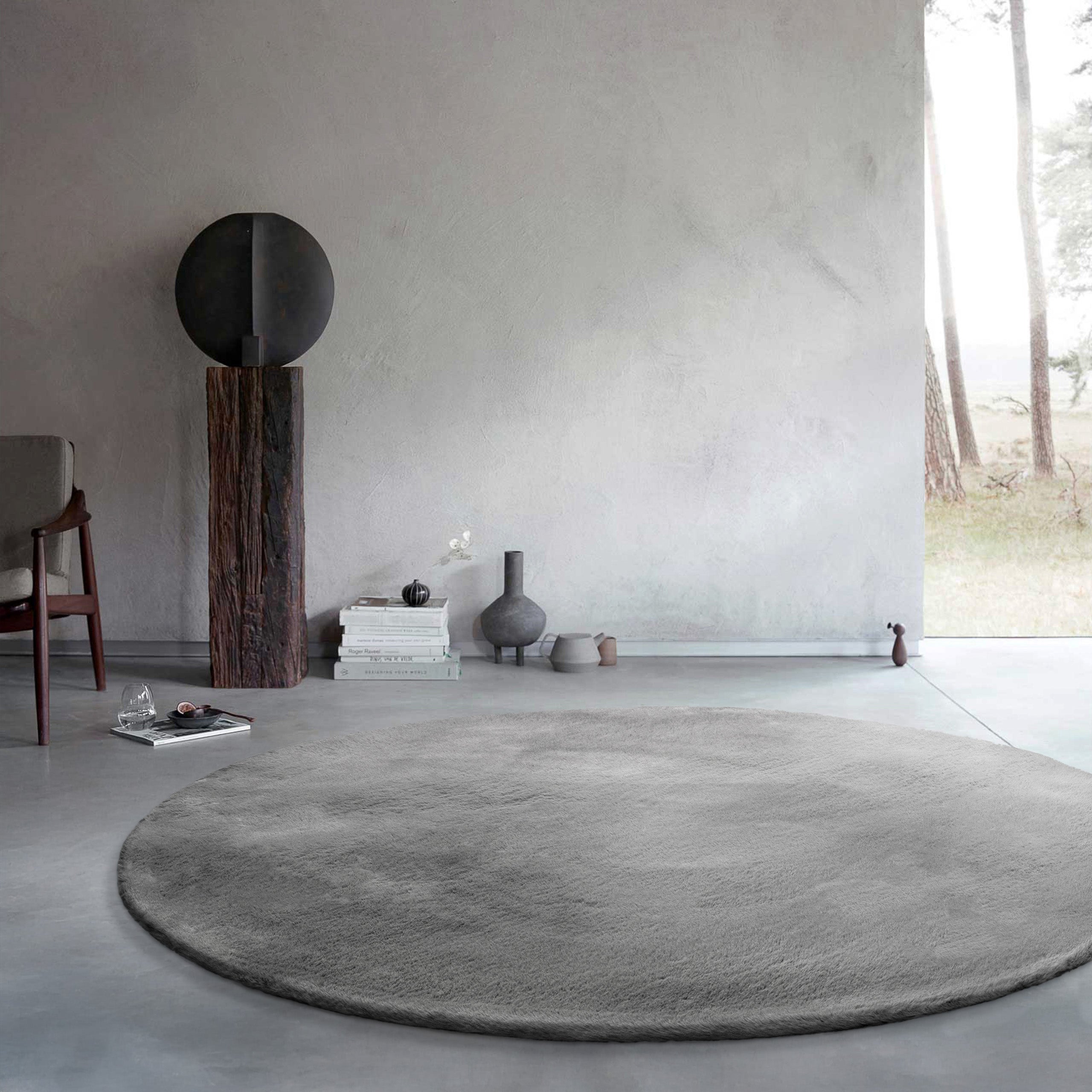 Teppich Rund Grau flauschig und weich "Anna" WECONhome Basics