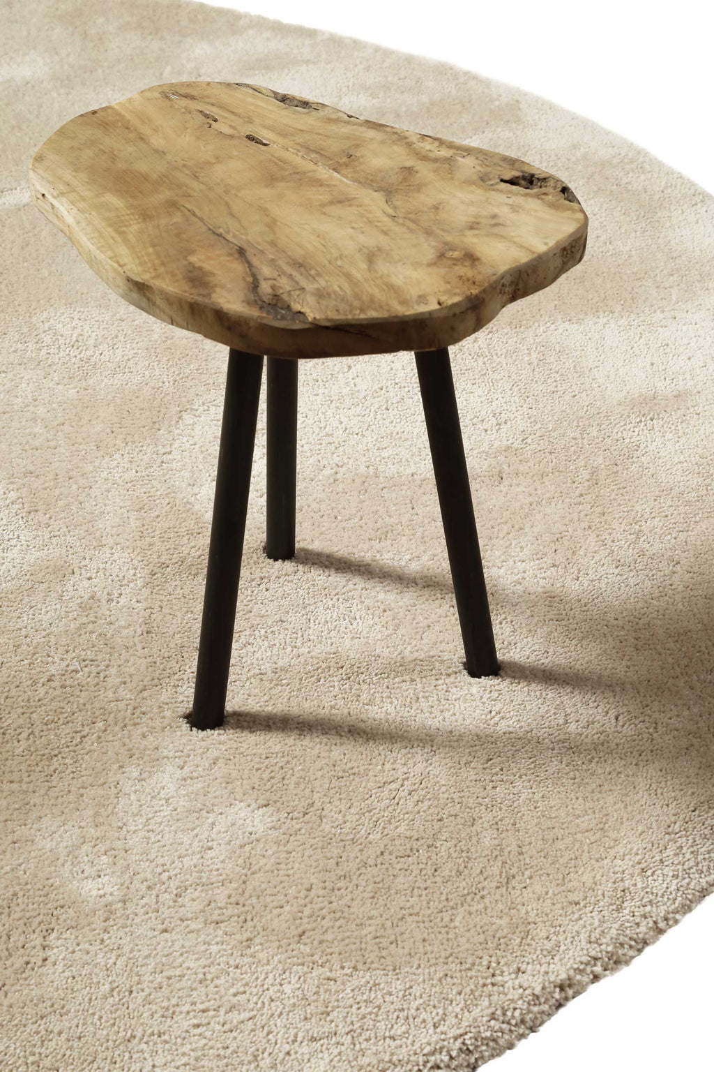 Teppich Rund Beige Hochflor "Emilia" WECONhome Basics