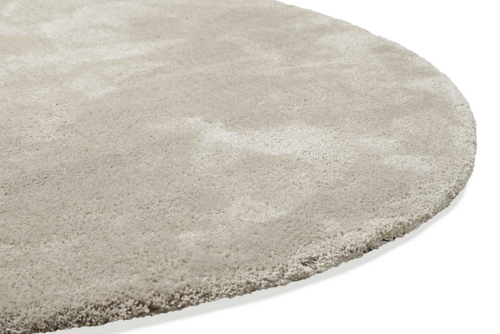 Teppich Rund Beige Grau Hochflor "Emilia" WECONhome Basics