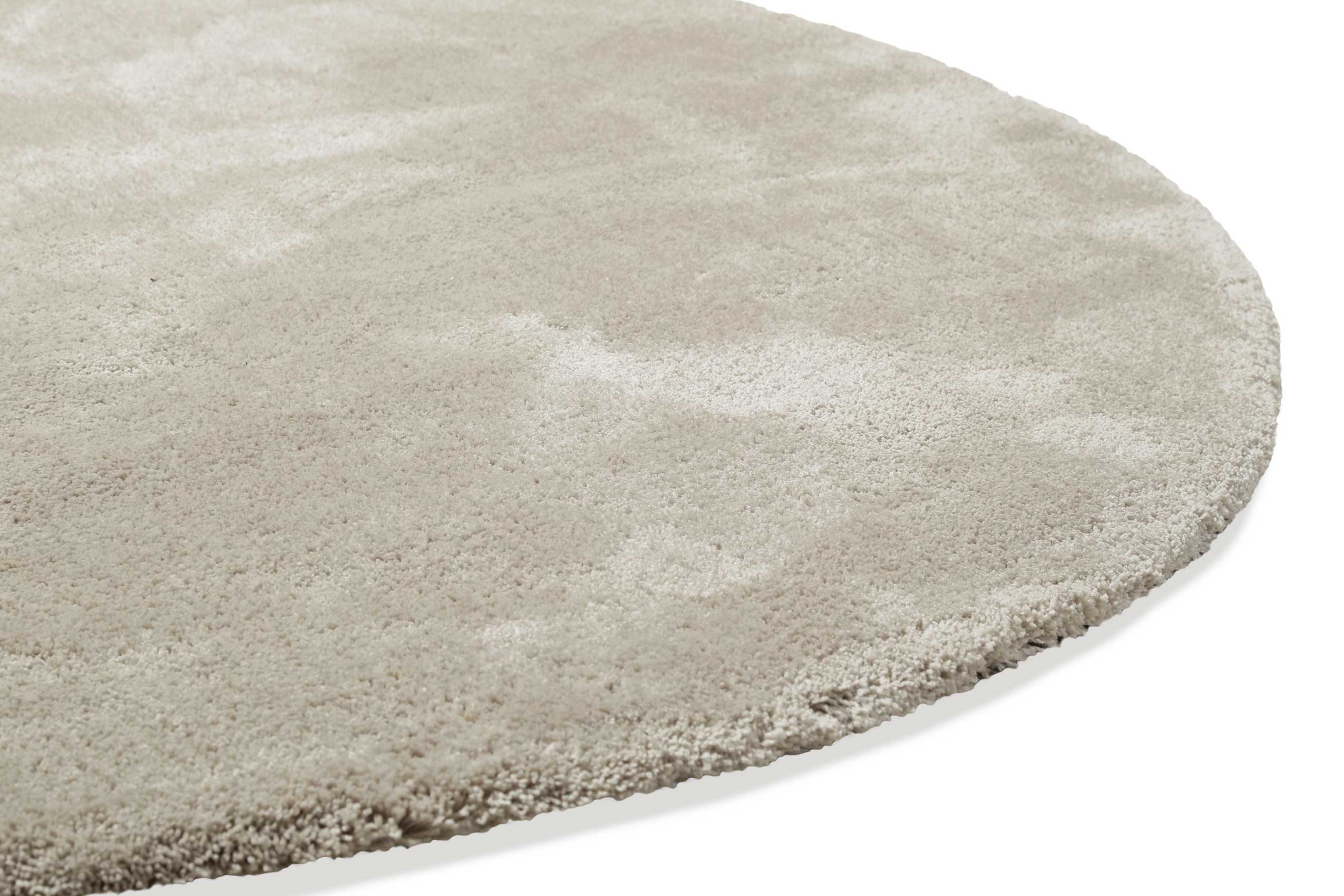 Teppich Rund Beige Grau Hochflor "Emilia" WECONhome Basics