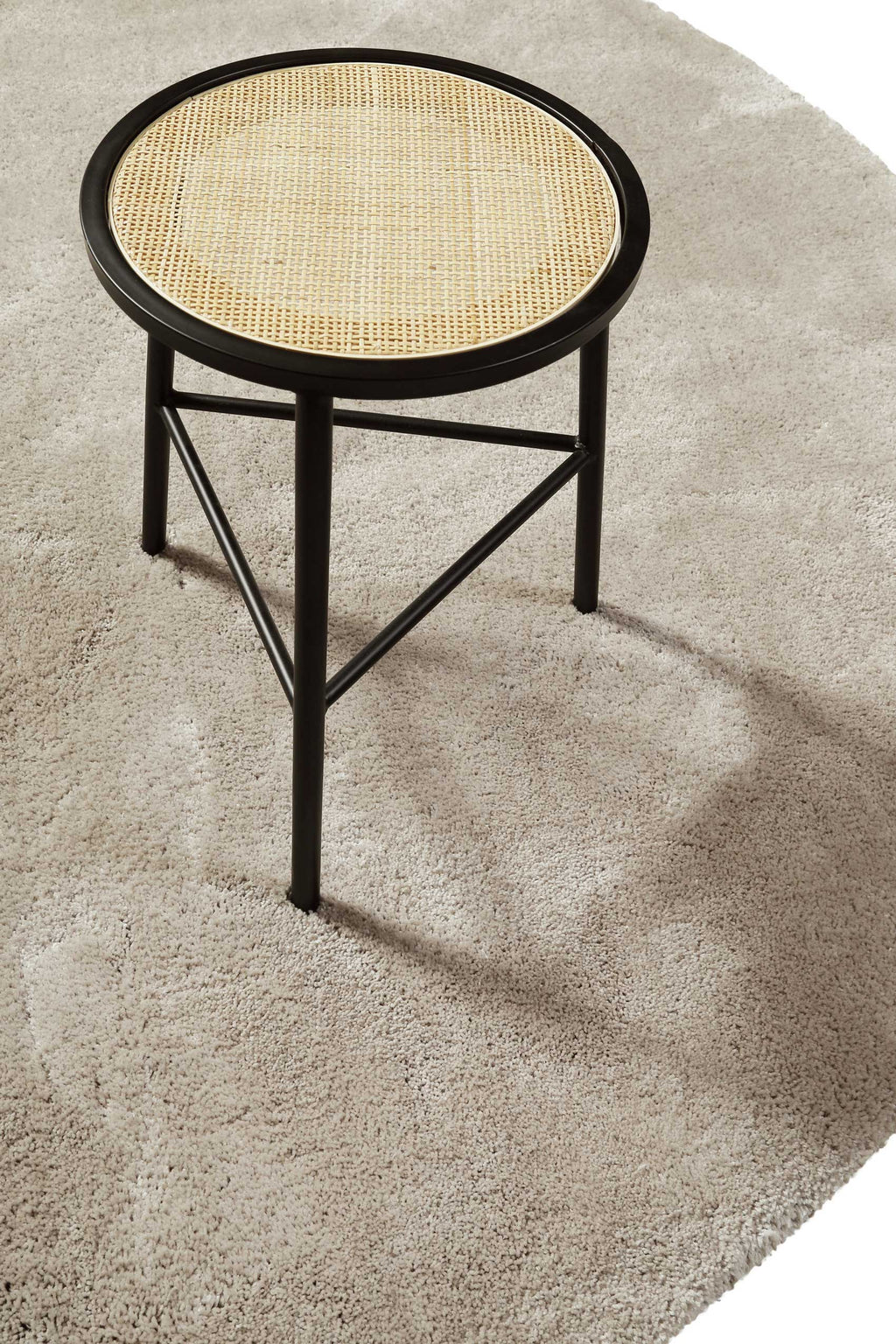 Teppich Rund Beige Grau Hochflor "Emilia" WECONhome Basics