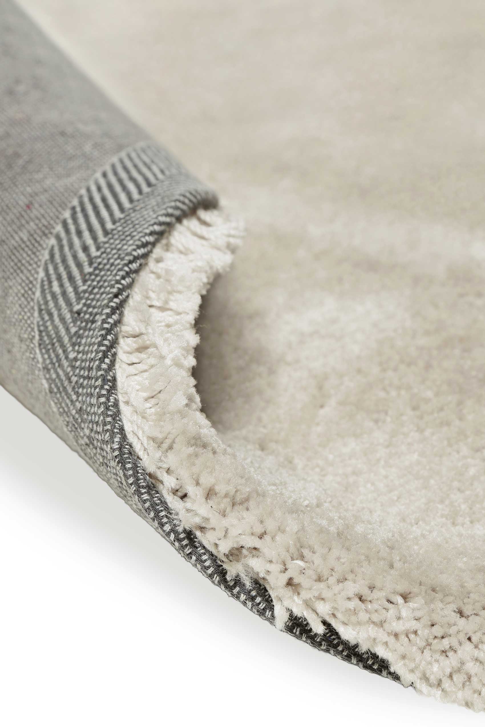 Teppich Rund Beige Grau Hochflor "Emilia" WECONhome Basics