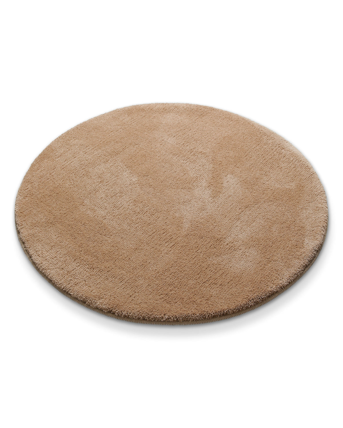 Badematte Badteppich Joris Beige Braun flauschig rund Freisteller Perspektive