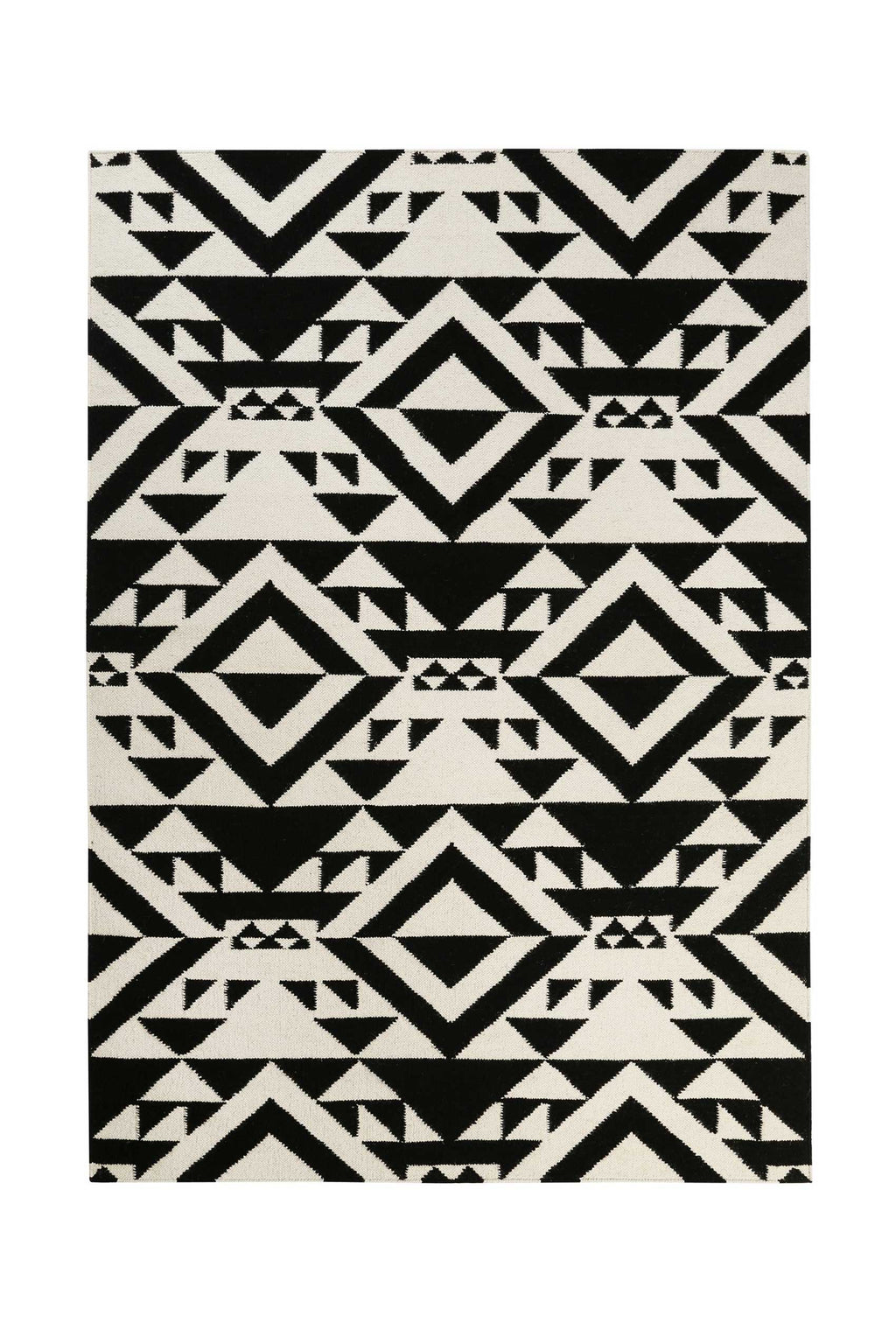 Kelim Teppich Schwarz Creme Weiß aus Wolle "Black Mellow" Accessorize