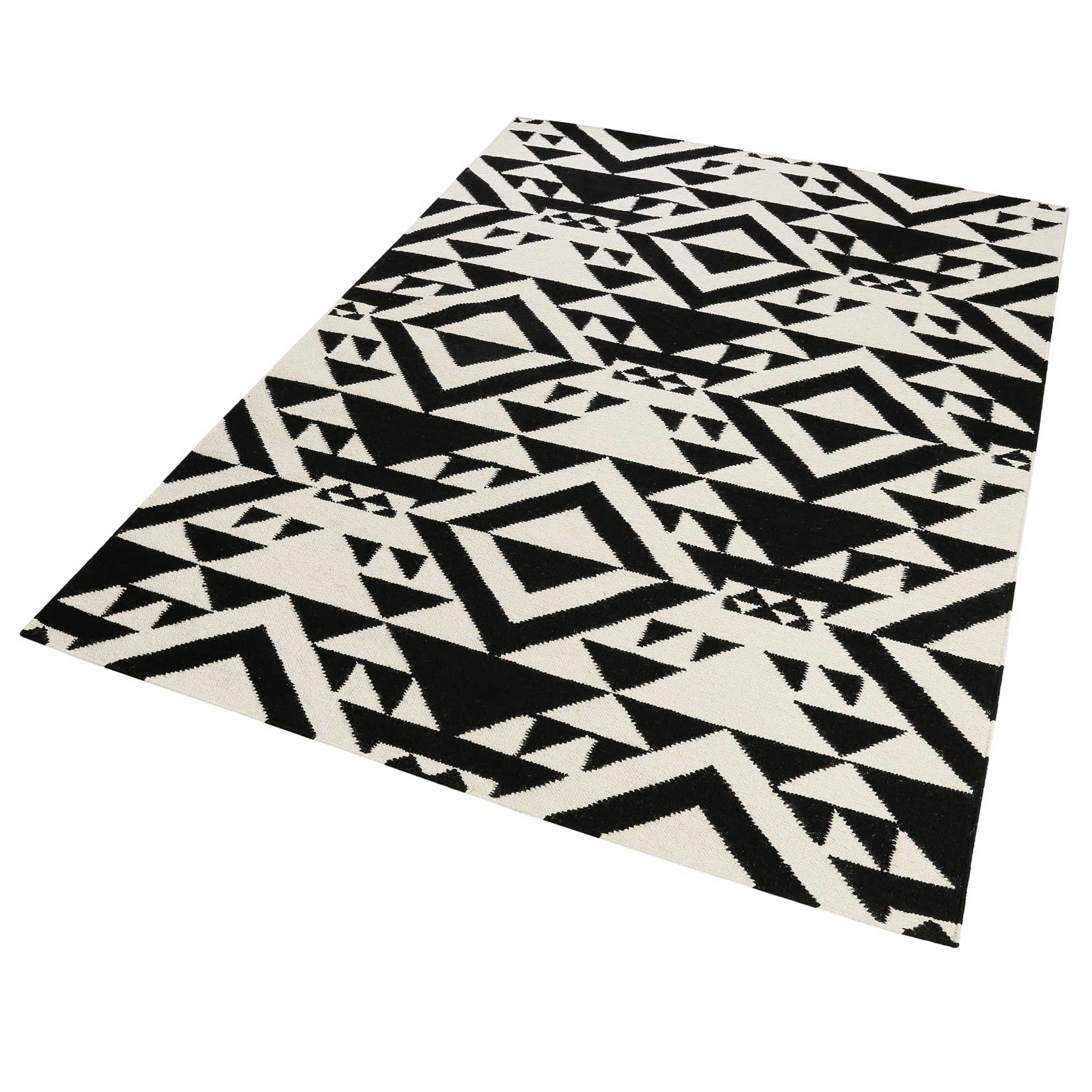 Kelim Teppich Schwarz Creme Weiß aus Wolle "Black Mellow" Accessorize