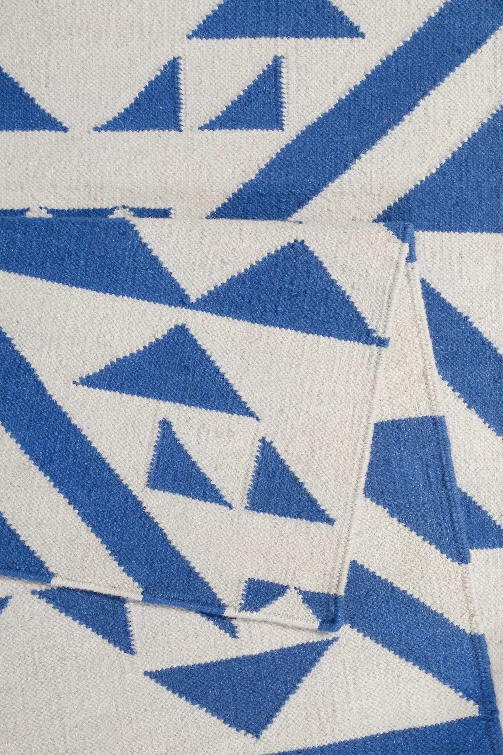 Kelim Teppich Blau Creme Weiß aus Wolle "Blue Mellow" Accessorize