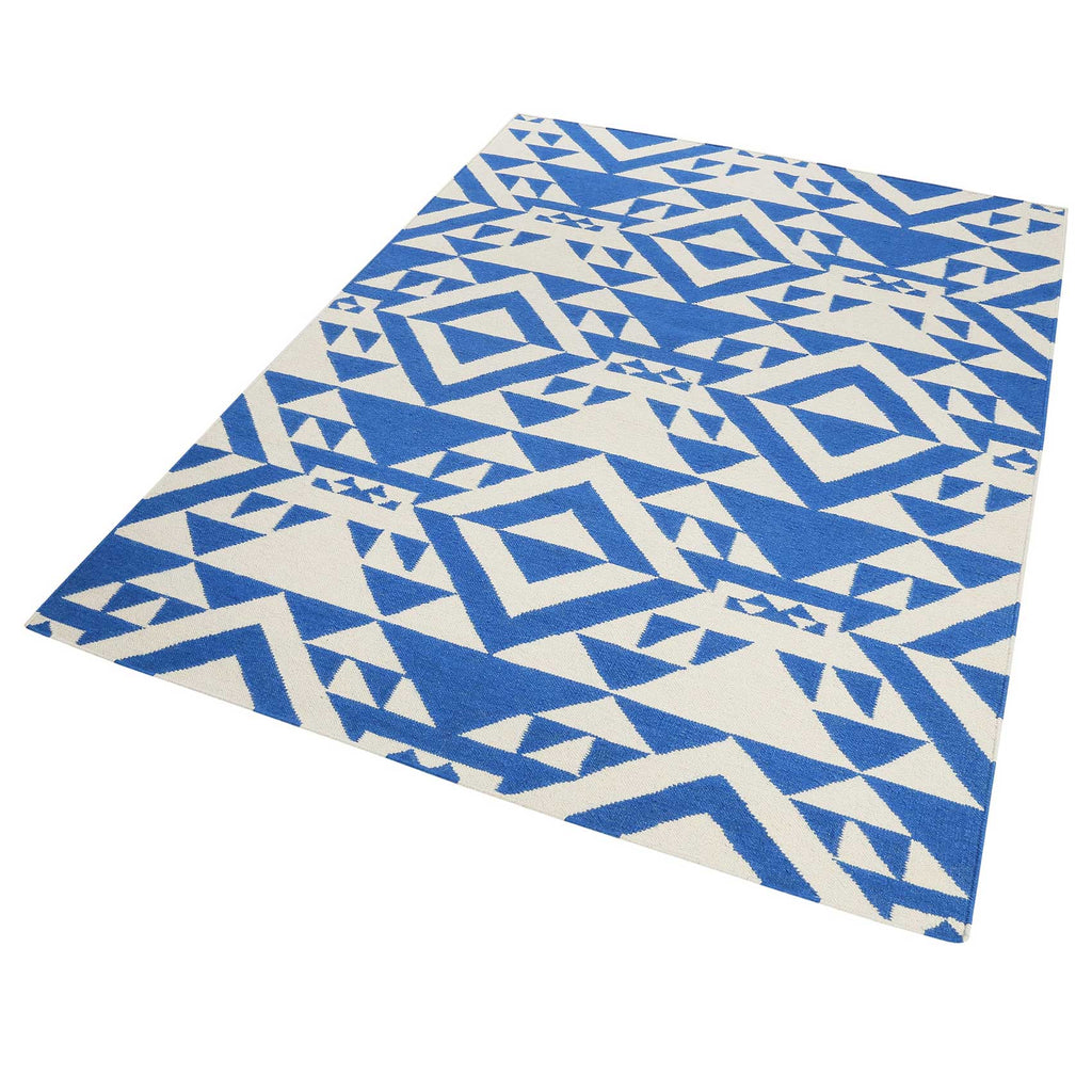 Kelim Teppich Blau Creme Weiß aus Wolle "Blue Mellow" Accessorize