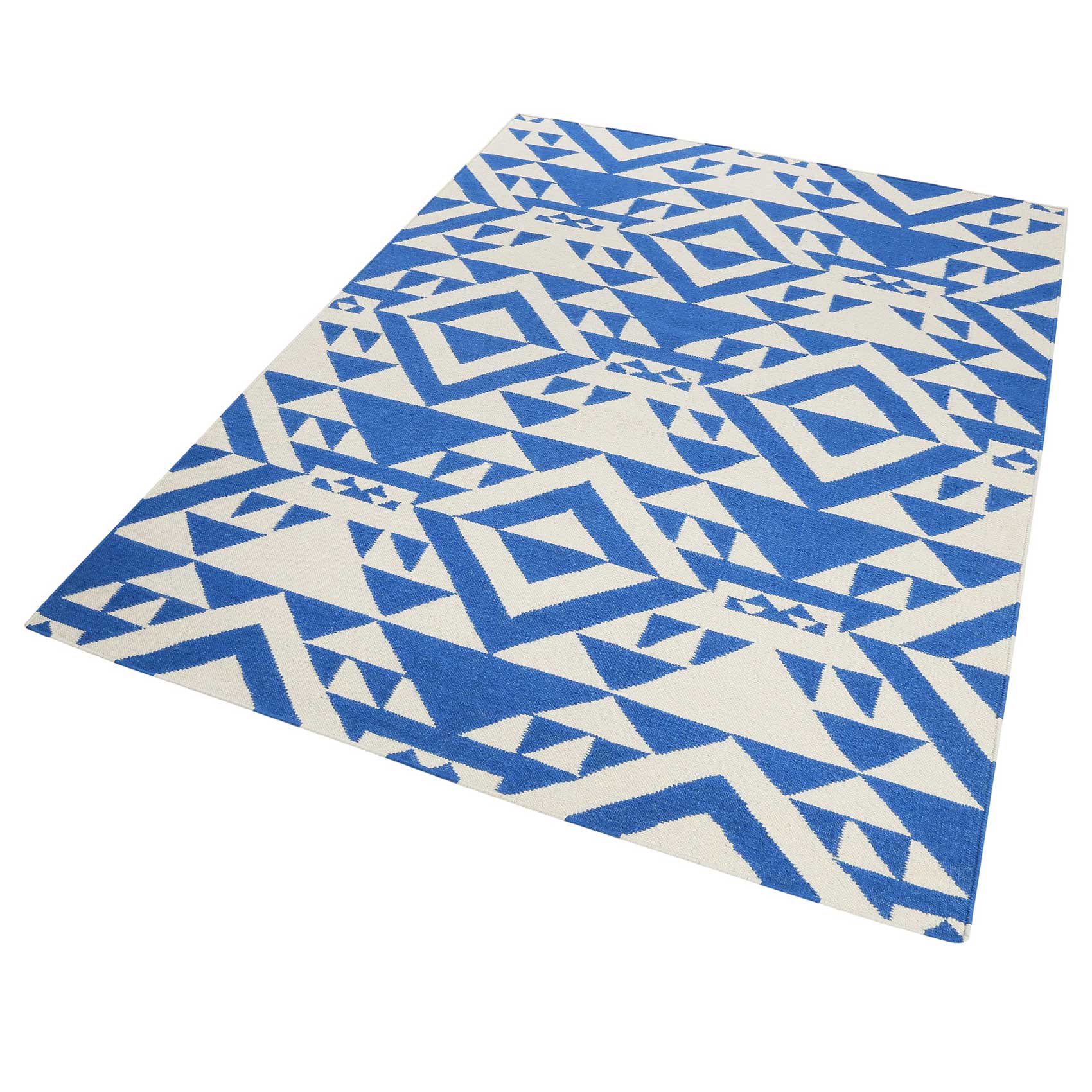 Kelim Teppich Blau Creme Weiß aus Wolle "Blue Mellow" Accessorize