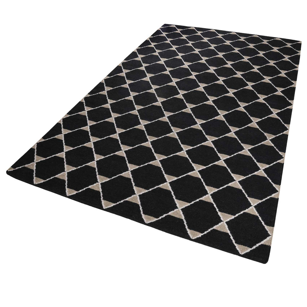 Esprit Kelim Teppich Schwarz aus Wolle "Aaron"