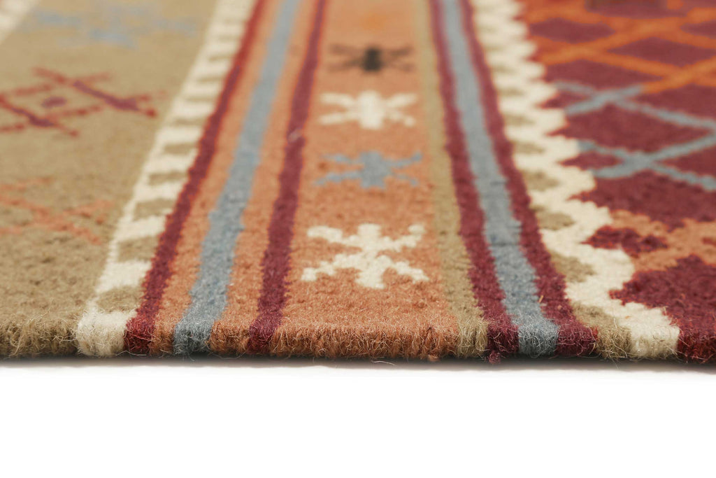 Esprit Kelim Teppich Taupe Braun Rot aus Wolle "Agra"