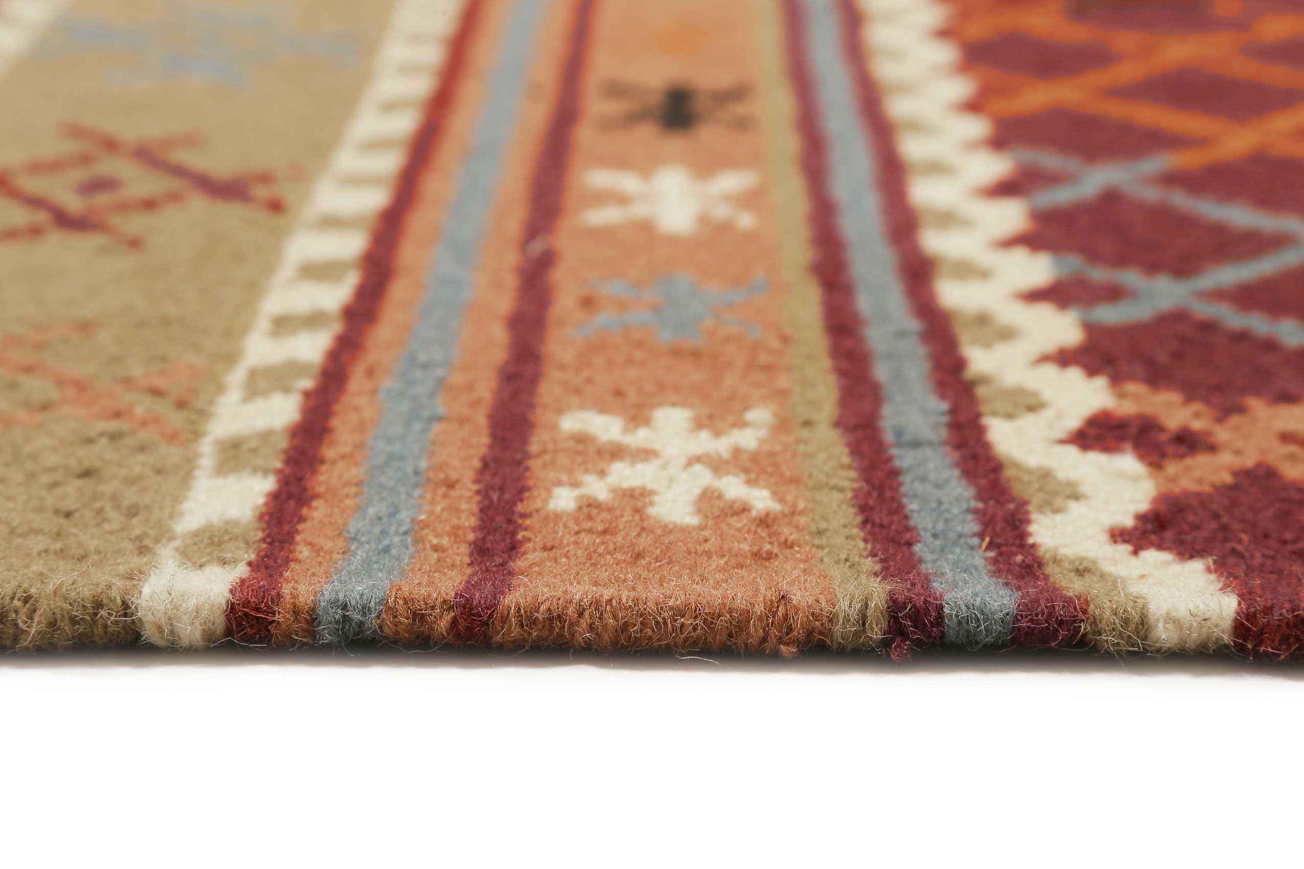 Esprit Kelim Teppich Taupe Braun Rot aus Wolle "Agra"