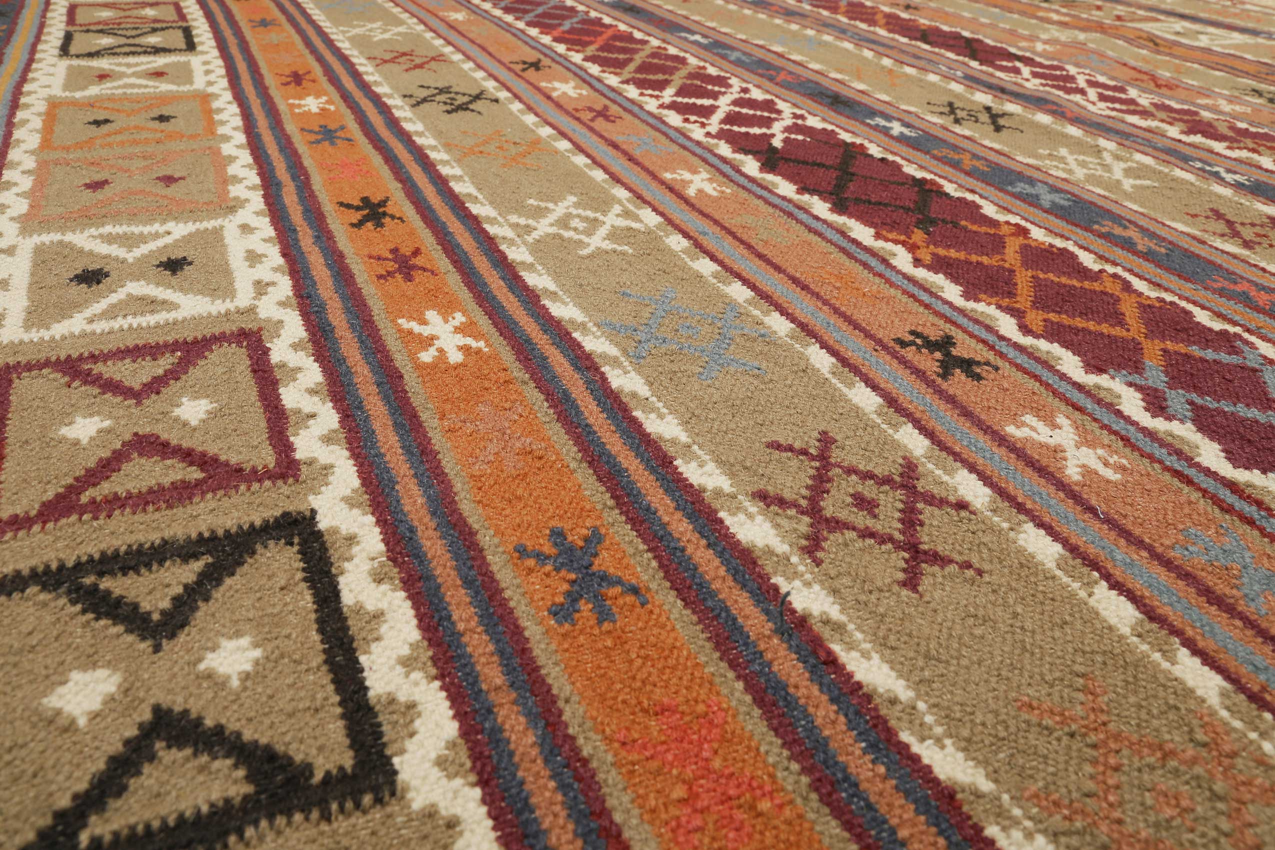 Esprit Kelim Teppich Taupe Braun Rot aus Wolle "Agra"